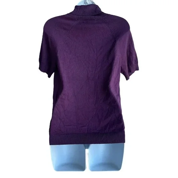 New Philosophy Turtleneck Sweater Women's M Purple Short Sleeve knit Pullover - Picture 2 of 3